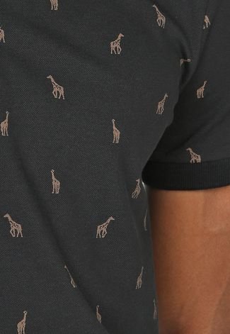 Camisa Polo Malwee Slim Girafa Preta