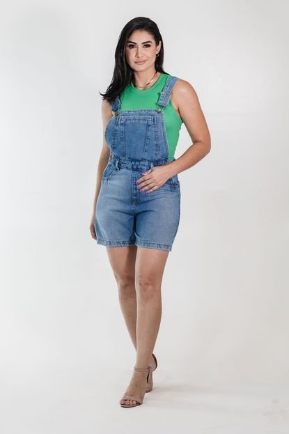 Jardineira Jeans Feminina Short Botões Algodão Anticorpus - Marca Anticorpus JeansWear