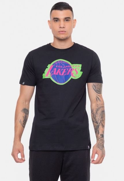Camiseta NBA Neon Colors Los Angeles Lakers Preta - Marca NBA
