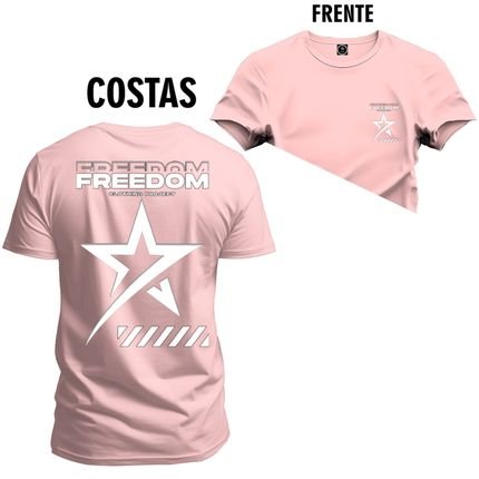 Camiseta Plus Size Estampada Premium T-Shirt Freedon Frente Costas - Rosa - Marca Nexstar