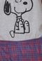 Pijama Snoopy Estampado Xadrez Cinza/Vermelho - Marca Snoopy