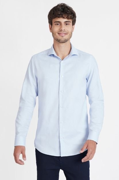 Camisa Aramis Sslim Social Maquinetada Azul Claro - 39 - Marca Aramis