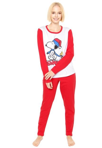 Pijama Bela Notte Snoopy Branco/Vermelho - Marca Bela Notte