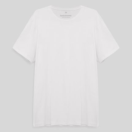 Camiseta Reta Masculina Gola C Branco - Marca Basicamente.