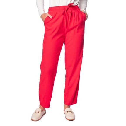 Calça Feminina Biamar Reta com Elástico Vermelho - Marca Biamar
