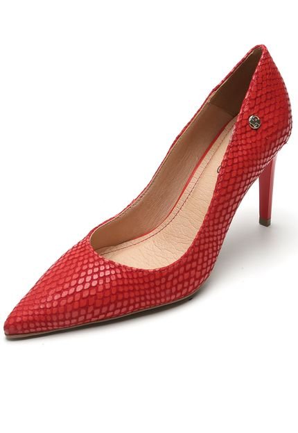 Scarpin Couro Bottero Snake Vermelho - Marca Bottero