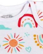 Kit Body Bebê Menina Suedine Estampado Sol e Arco Íris - Branco - Marca Ano Zero