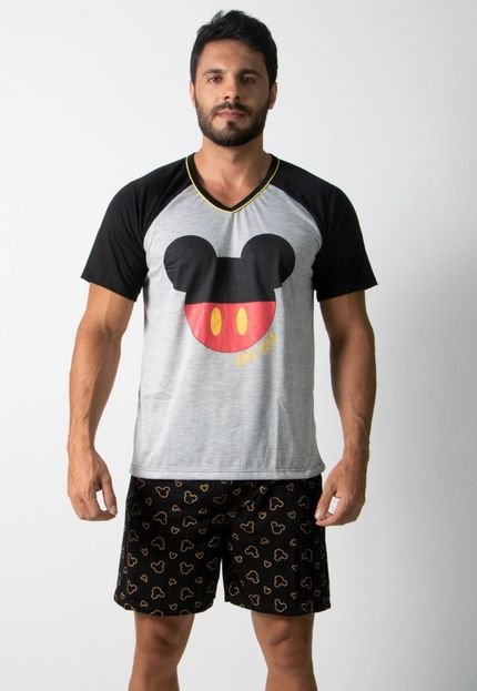 Pijama Masculino Estampa Mickey Manga Curta e Short 4 Estações - Marca 4 Estações