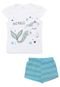 Pijama Mundo do Sono Curto Menina Branco/Azul - Marca Mundo do Sono