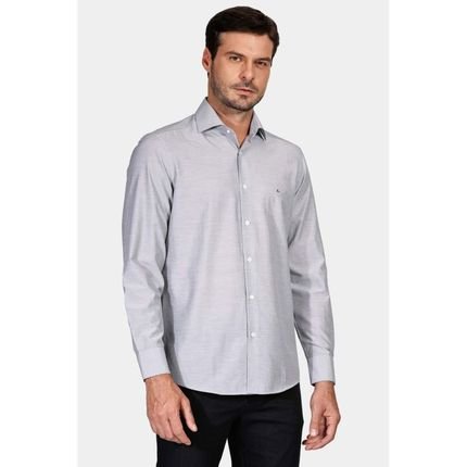 Camisa Aramis Regular Social Tricoline Falso Liso Cinza - 38 - Marca Aramis