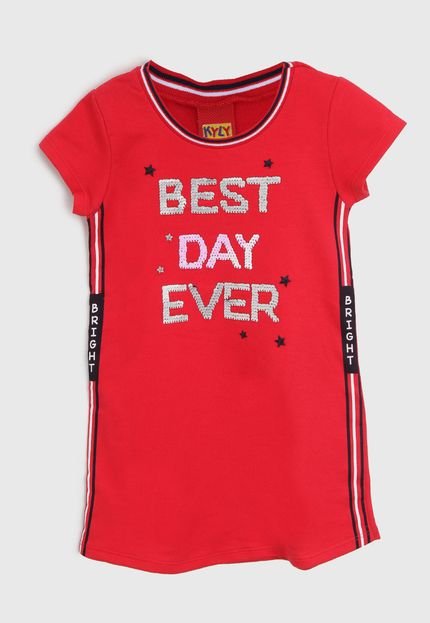 Vestido Kyly Infantil Lettering Vermelho - Marca Kyly