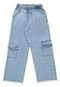 Calça Wide Leg Cargo Jeans Juvenil Gloss Azul - Marca Gloss