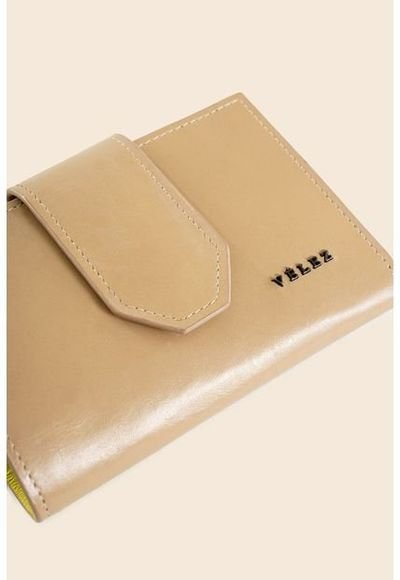 Billetera Taupe De Cuero Para Mujer Detalle Met lico Compra