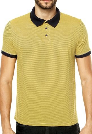 Camisa Polo DAFITI EDGE Malha Listra Amarela