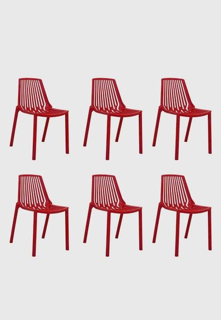 Conjunto 06 Cadeiras Morgana Vermelho Telha Rivatti - Marca Rivatti