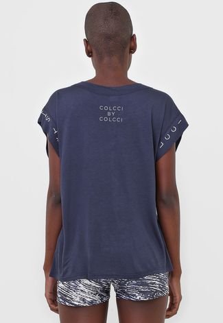 Camiseta Colcci Fitness Lettering Azul-Marinho