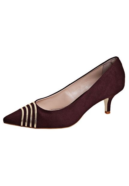 Scarpin Anna Flynn Faixas Metalizadas Vinho - Marca Anna Flynn