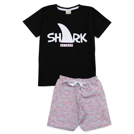 Conjunto Infantil Masculino Barbatana Shark Attack  Preto 212222 -  Ease Kids - Marca Ease