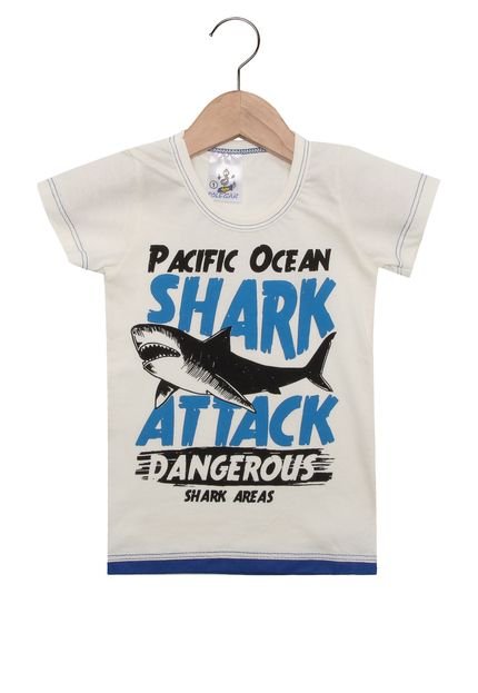 Camiseta Polegar Kids Shark Attack Off White - Marca Polegar Kids