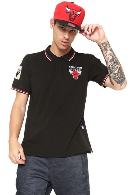 Camisa Polo NBA Chicago Bulls Preta - Marca NBA