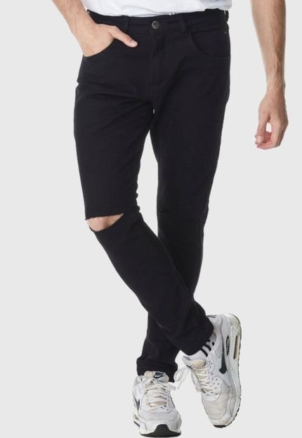Calça HNO Jeans Premium Rasgada Skinny com Elastano Preto - Marca HNO Jeans
