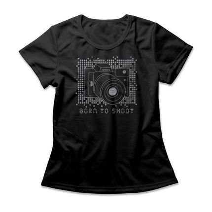 Camiseta Feminina Born To Shoot - Preto - Marca Studio Geek 