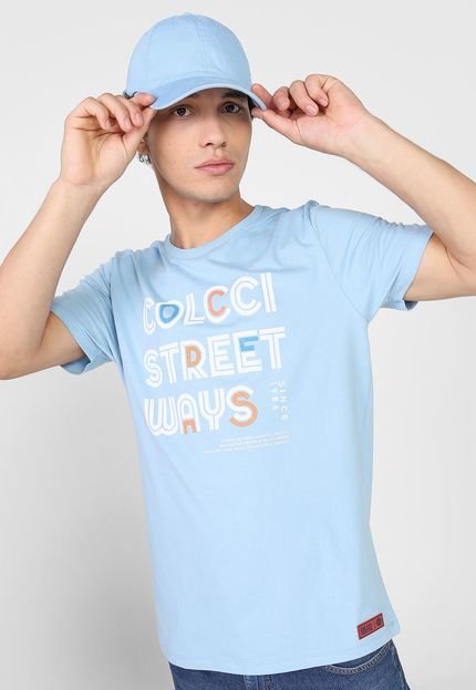 Camiseta Colcci Reta Estampada Azul - Marca Colcci