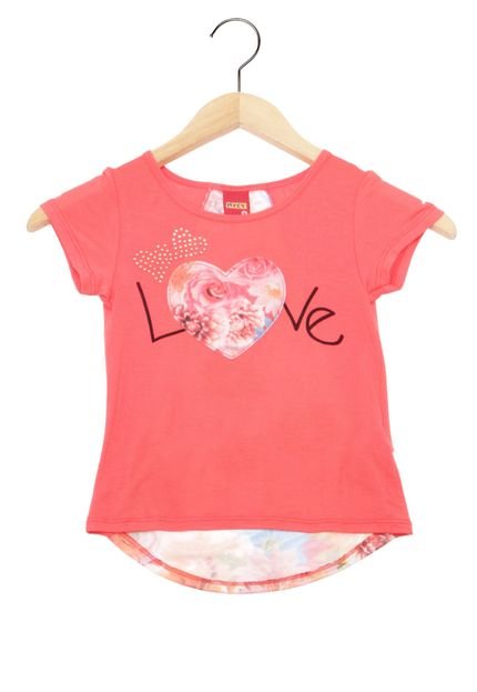 Blusa Manga Curta Kyly Infantil Love Laranja - Marca Kyly