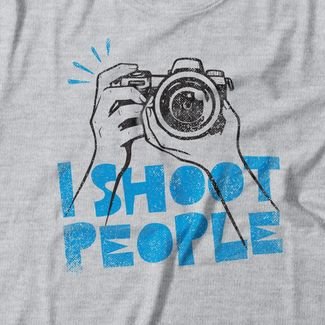 Camiseta Feminina I Shoot People - Mescla Cinza