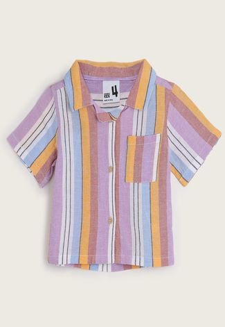 Camisa Infantil Cotton On Listrada Lilás