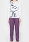Pijama Snoopy by Fiveblu Xadrez Branco/Vinho - Marca Snoopy by Fiveblu