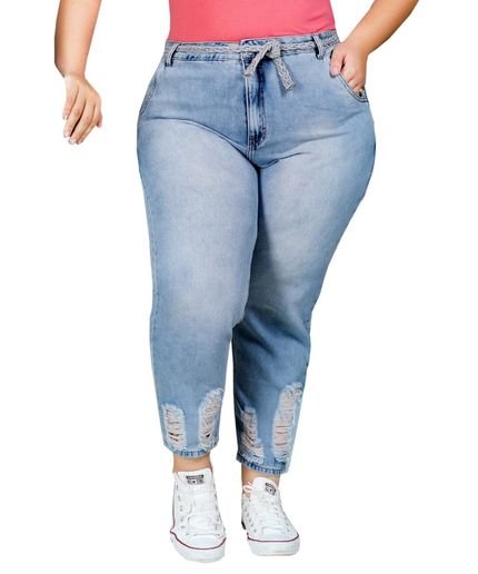 Calça Feminina Jeans Plus Size Mom - Marca Razon Jeans