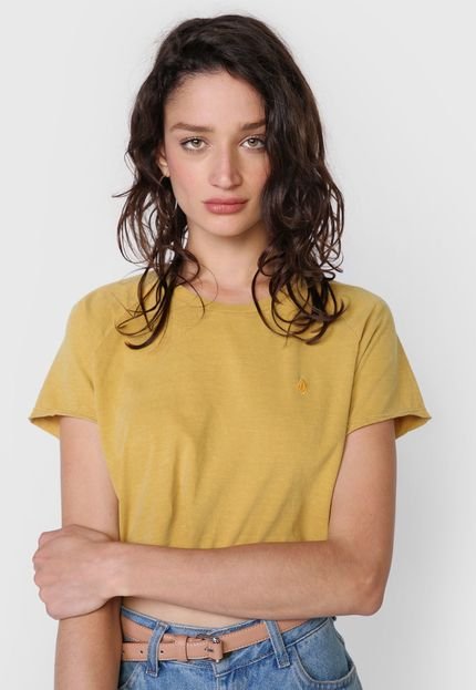 Camiseta Cropped Volcom Solid Amarela - Marca Volcom