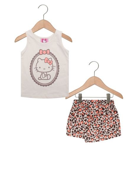 Pijama Hello Kitty Curto Menina Bege - Marca Hello Kitty