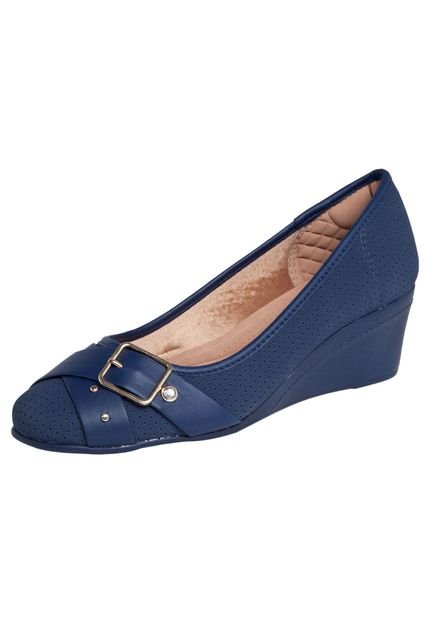 Scarpin AZALEIA Anabela X Fivela Azul - Marca AZALEIA