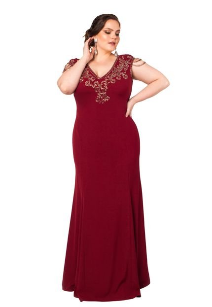 Vestido Almaria Plus Size Pianeta Festa Malha Vinho - Marca Almaria Plus Size