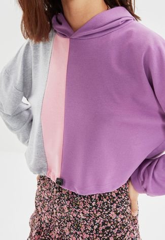Blusa de Moletom Fechada Trendyol Color Block Roxa