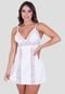 Camisola MdMix com Renda Microfibra Pijama Curto Branco - Marca MdMix