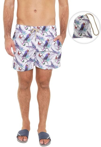 Bermuda Água Shorts Co Quadrada Floral Branca - Marca Shorts Co