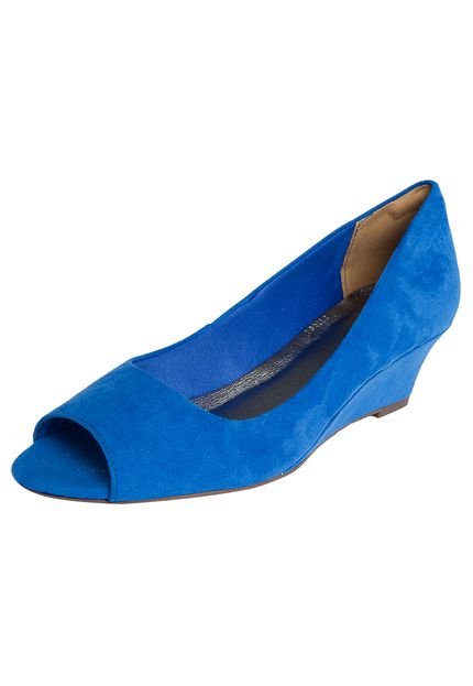 Peep Toe Via Marte Liso Azul - Marca Via Marte