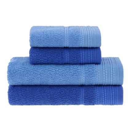 Jogo de toalhas Buddemeyer Olímpia Banho Azul Claro/Azul 4 peças - Marca Buddemeyer