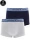 Kit 2pçs Cueca Calvin Klein Underwear Boxer Logo Branco/Azul - Marca Calvin Klein Underwear