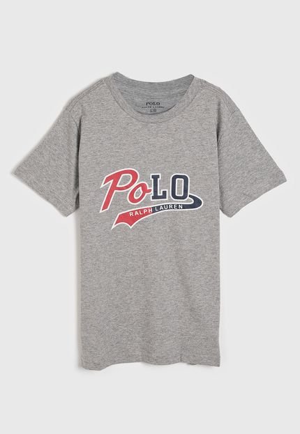 Camiseta Infantil Polo Ralph Lauren Lettering Cinza - Marca Polo Ralph Lauren
