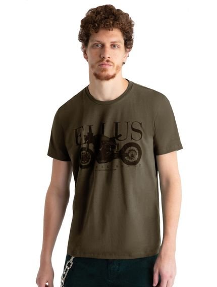 Camiseta Ellus Masculina Slim Cotton Motorcycle Classic Marrom - Marca Ellus