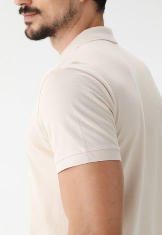 Camisa Polo Colcci Reta Logo Bege
