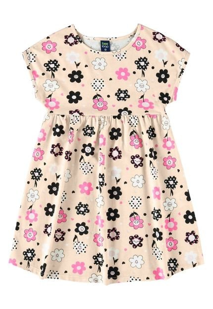 Vestido Infantil em Meia Malha Bee Loop Bege - Marca Bee Loop