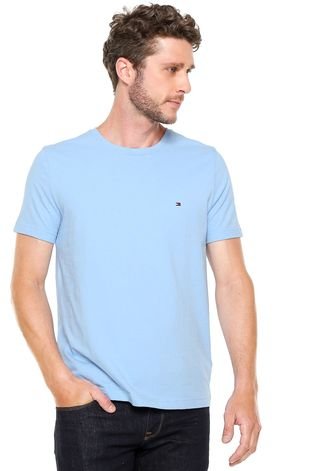 Camiseta Tommy Hilfiger Redonda Azul Claro Compre Agora | Kanui Brasil