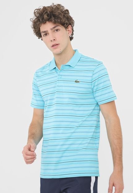 Camisa Polo Lacoste Reta Listrada Azul - Marca Lacoste