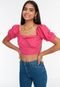 Blusa Cropped Trendyol Collection Mangas Bufantes Pink - Marca Trendyol Collection