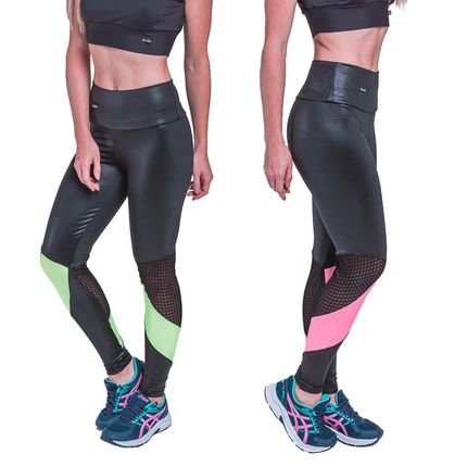 kit 2 leggings Carbella NEON verde e pink com tela - Marca Carbella